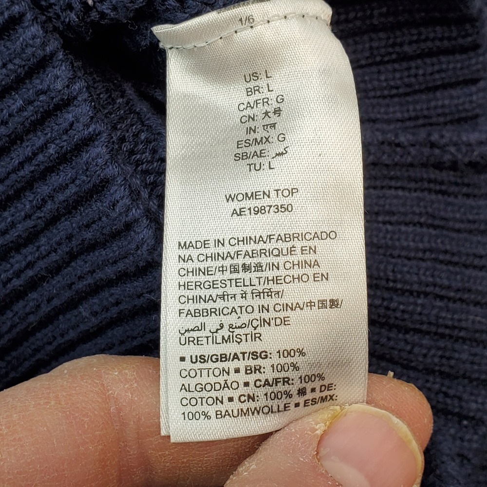Amazon Essentials Navy Blue Cable‎ Knit Sweater Women's Size Large - Picture 3 of 4